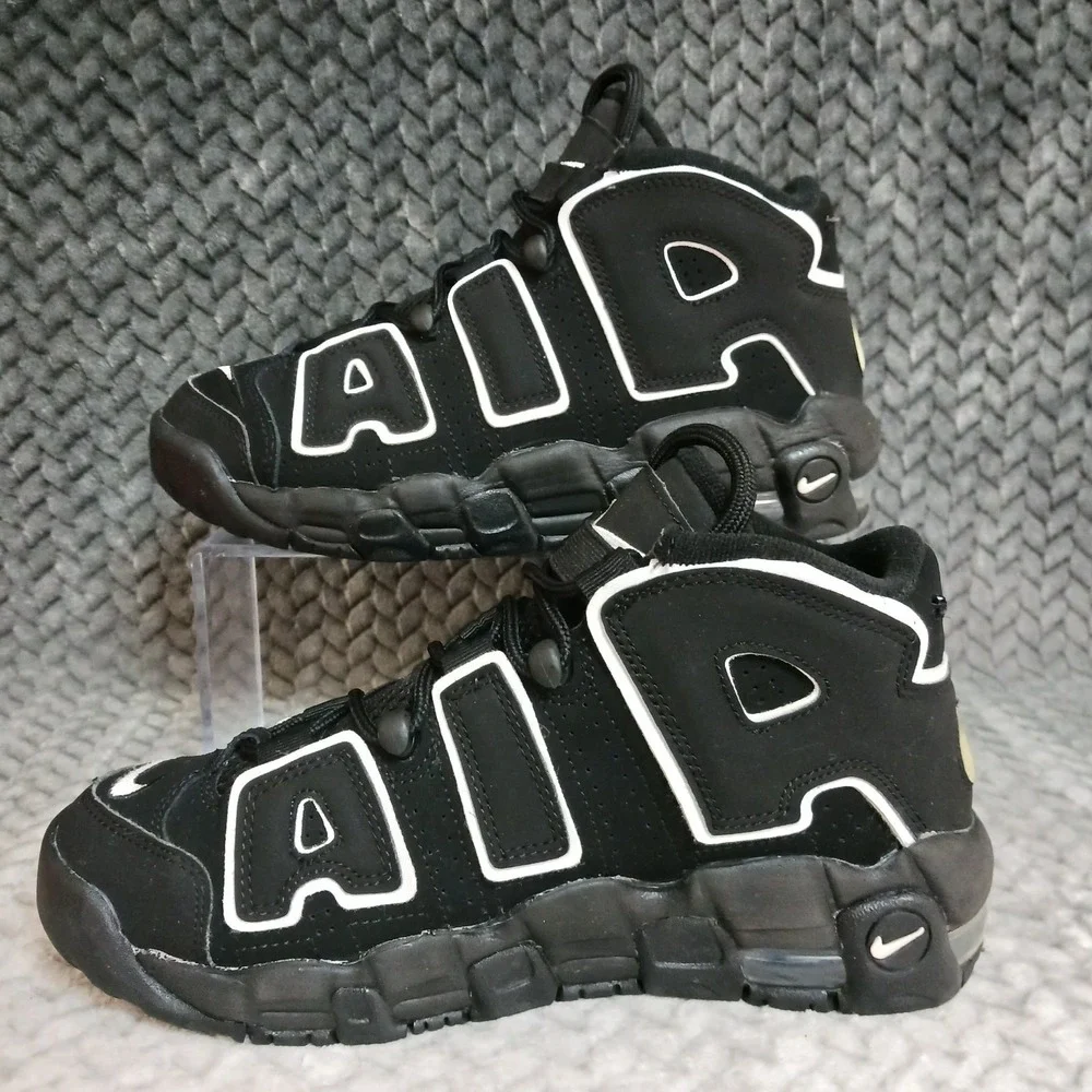 Nike Air More Uptempo GS Black White Black Youth Basketball Shoes Size 5.5Y
